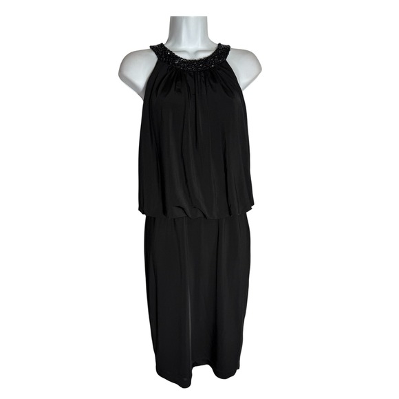 NWT Anne Klein Dress size 4 Black Sleeveless Beaded Halter Neck Cocktail 🖤🖤 - Picture 1 of 11